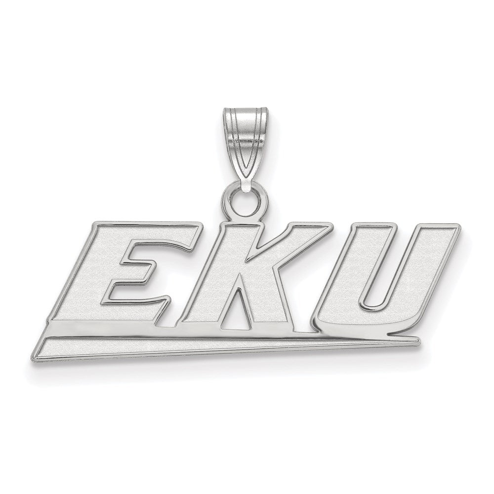 10k White Gold LogoArt Eastern Kentucky University E-K-U Small Pendant
