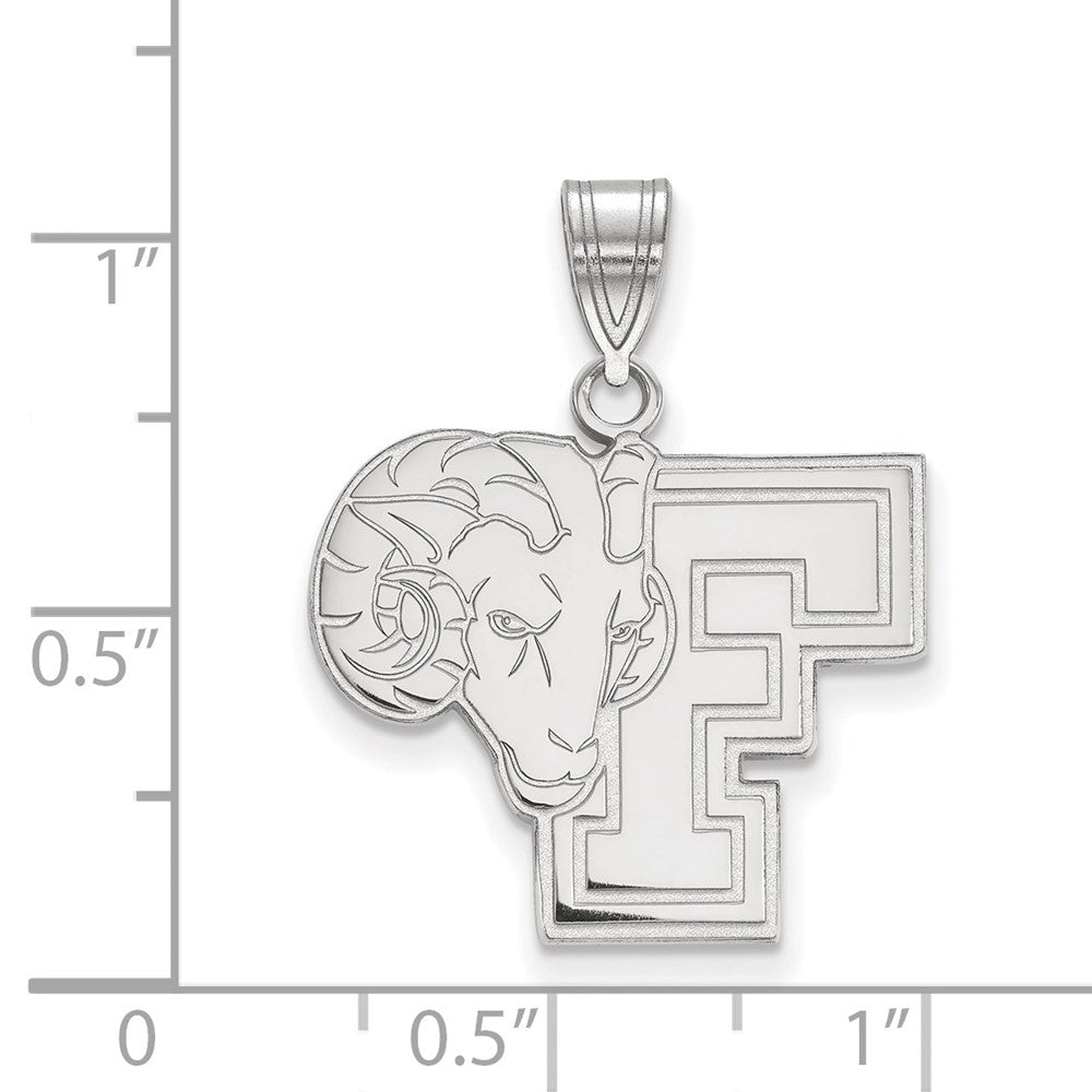 Sterling Silver Rhodium-plated LogoArt Fordham University Ram Large Pendant