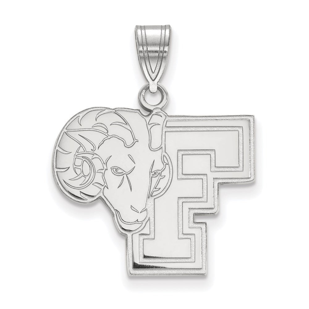 Sterling Silver Rhodium-plated LogoArt Fordham University Ram Large Pendant