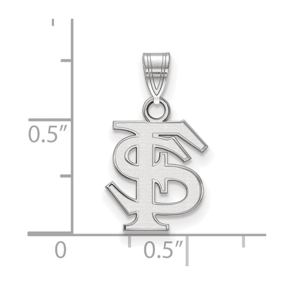14k White Gold LogoArt Florida State University F-S Small Pendant