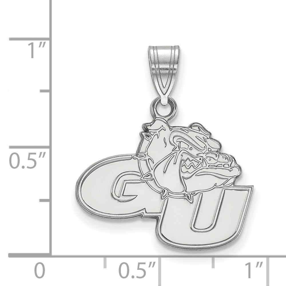 Sterling Silver Rhodium-plated LogoArt Gonzaga University G-U Bulldog Medium Pendant