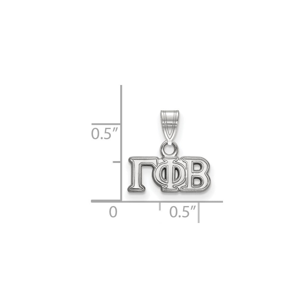Sterling Silver Rhodium-plated LogoArt Gamma Phi Beta Sorority Greek Letters Small Pendant