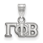 Sterling Silver Rhodium-plated LogoArt Gamma Phi Beta Sorority Greek Letters Small Pendant