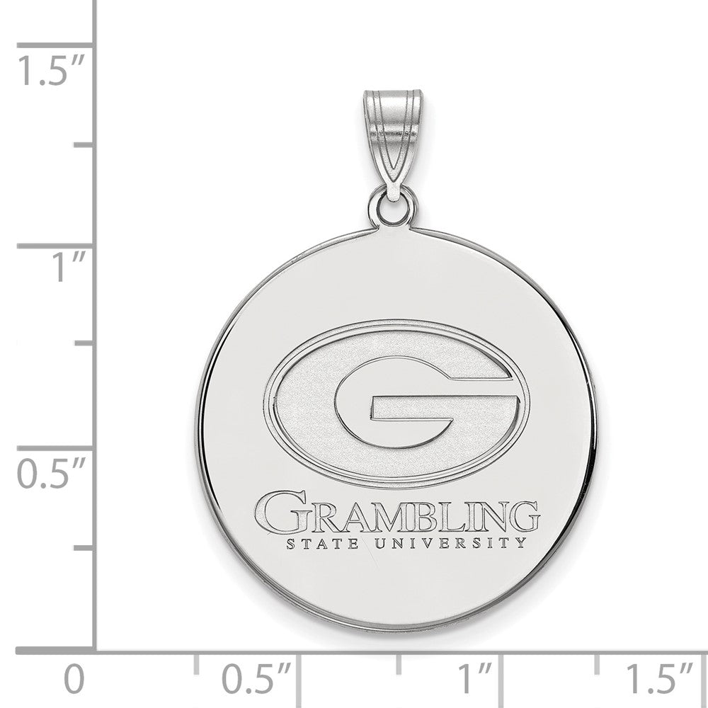Sterling Silver Rhodium-plated LogoArt Grambling State University Extra Large Disc Pendant