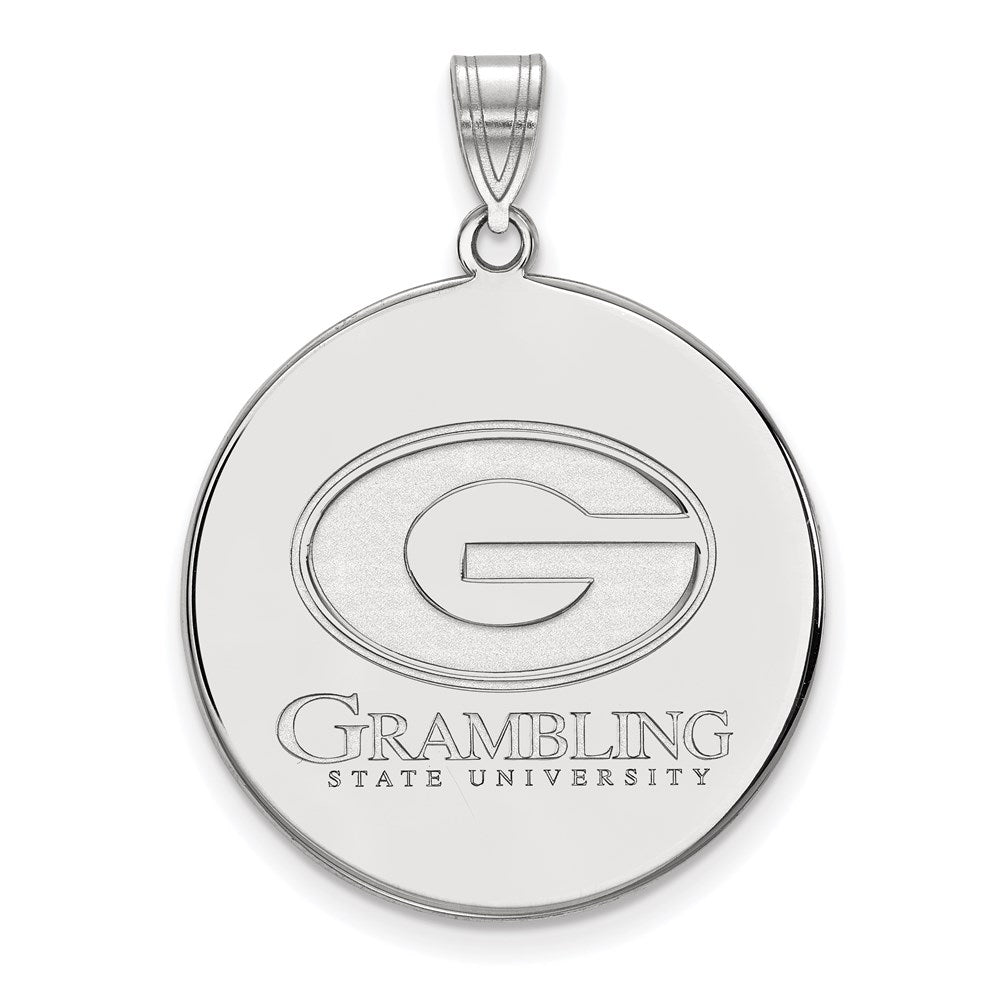 Sterling Silver Rhodium-plated LogoArt Grambling State University Extra Large Disc Pendant