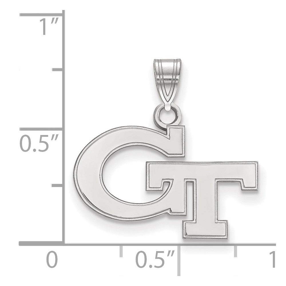 Sterling Silver Rhodium-plated LogoArt Georgia Institute of Technology G-T Small Pendant