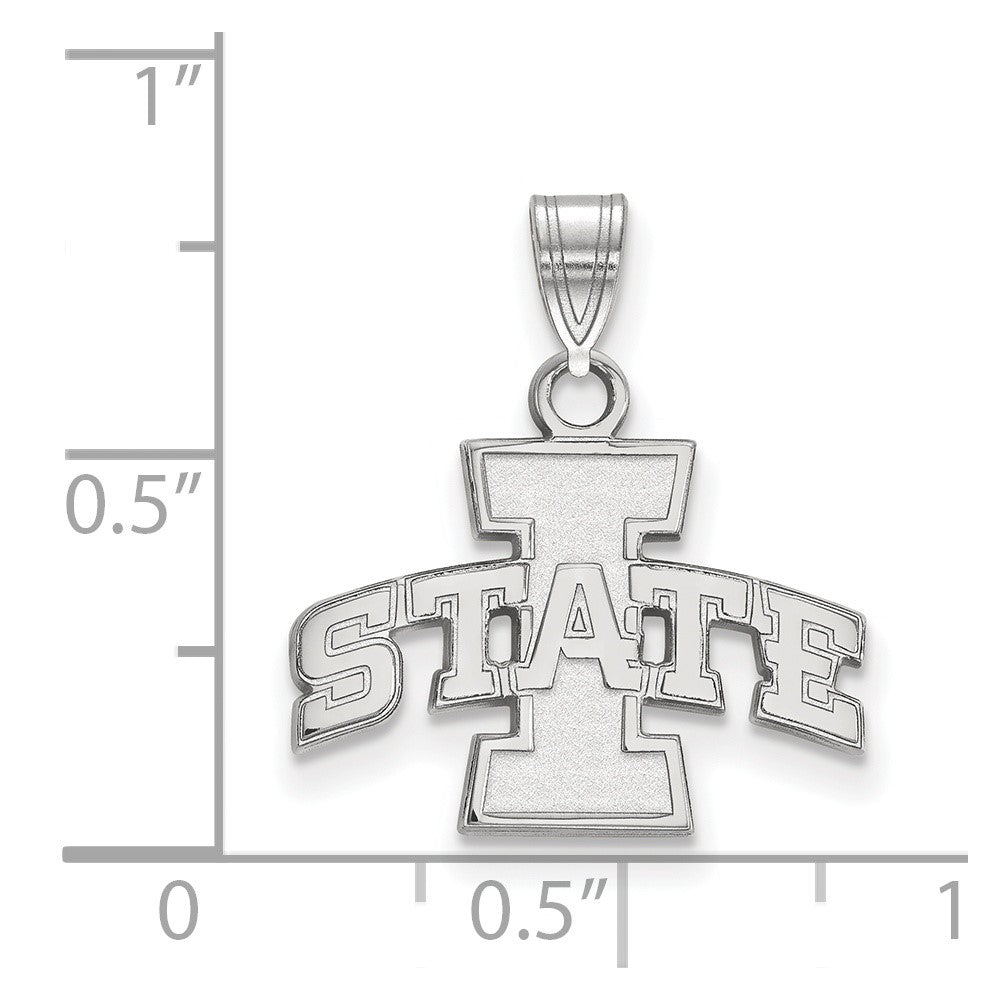 Sterling Silver Rhodium-plated LogoArt Iowa State University Small Pendant