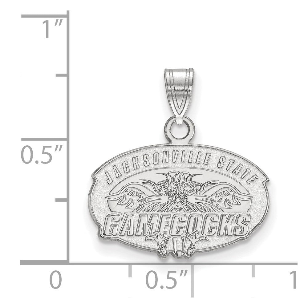 Sterling Silver Rhodium-plated LogoArt Jacksonville State University Small Pendant