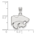 Sterling Silver Rhodium-plated LogoArt Kansas State University Wildcat Small Pendant