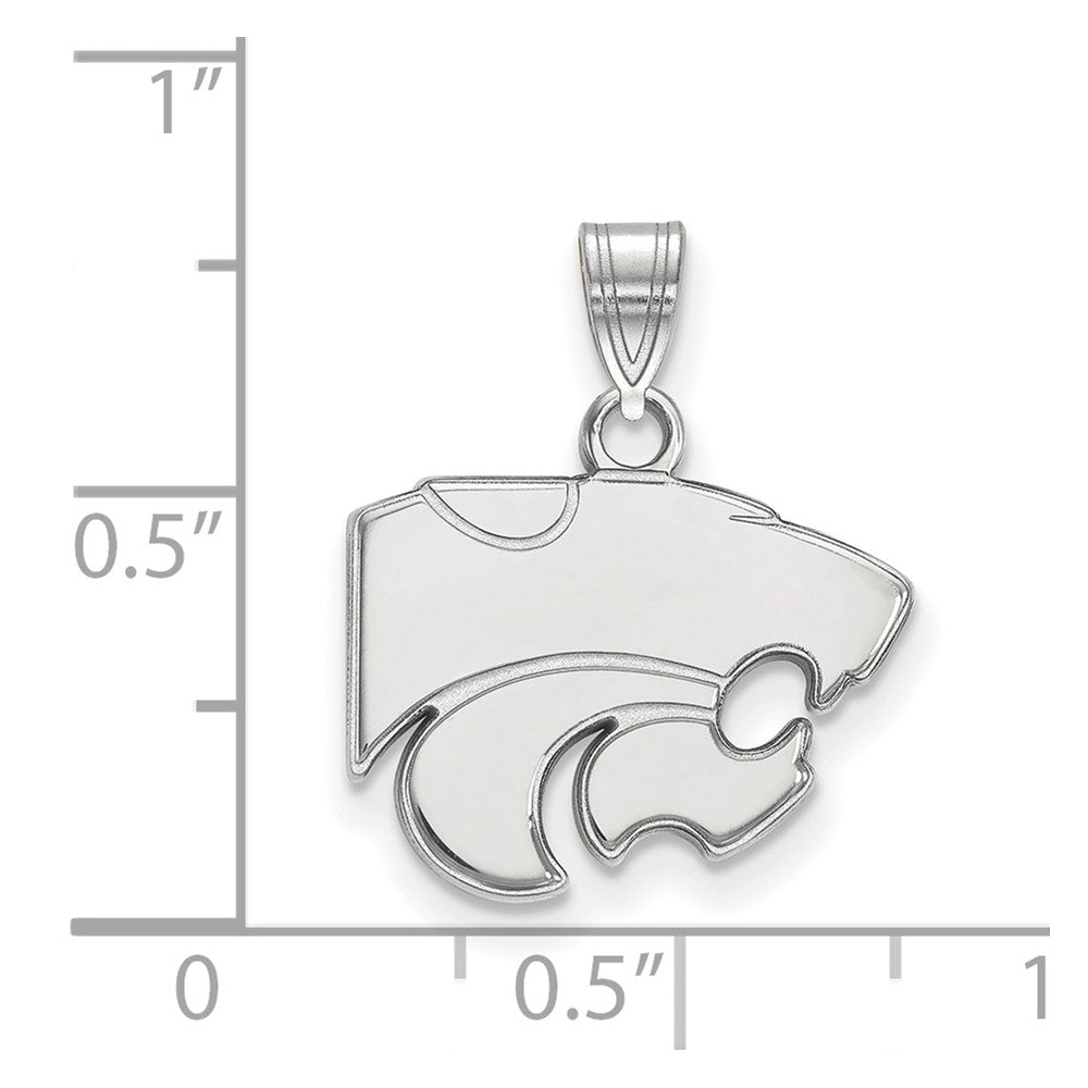 Sterling Silver Rhodium-plated LogoArt Kansas State University Wildcat Small Pendant