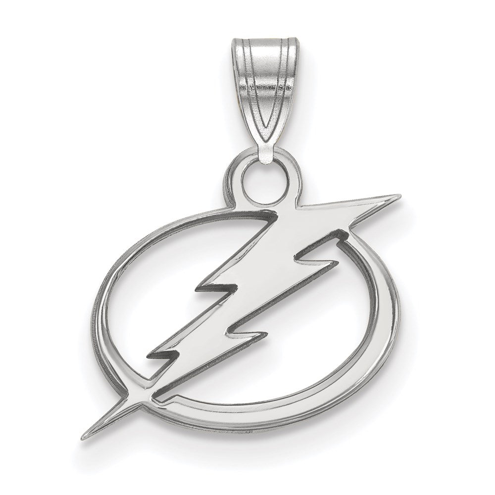 Sterling Silver Rhodium-plated NHL LogoArt Tampa Bay Lightning Small Pendant
