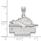 Sterling Silver Rhodium-plated LogoArt Longwood University Lancers Medium Pendant
