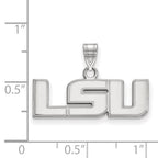 Sterling Silver Rhodium-plated LogoArt Louisiana State University L-S-U Small Pendant