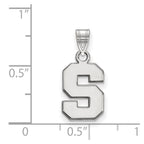 Sterling Silver Rhodium-plated LogoArt Michigan State University Letter S Small Pendant