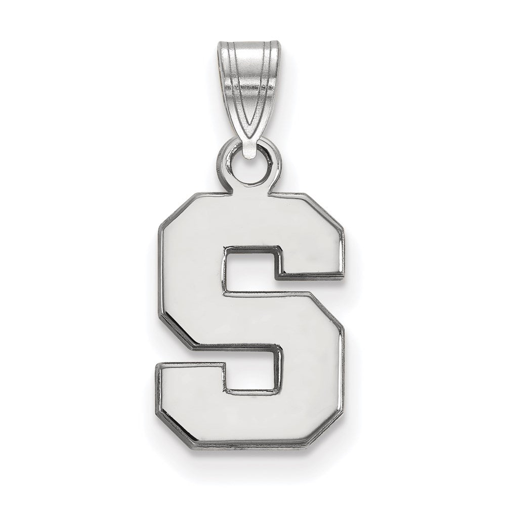 10k White Gold LogoArt Michigan State University Letter S Small Pendant