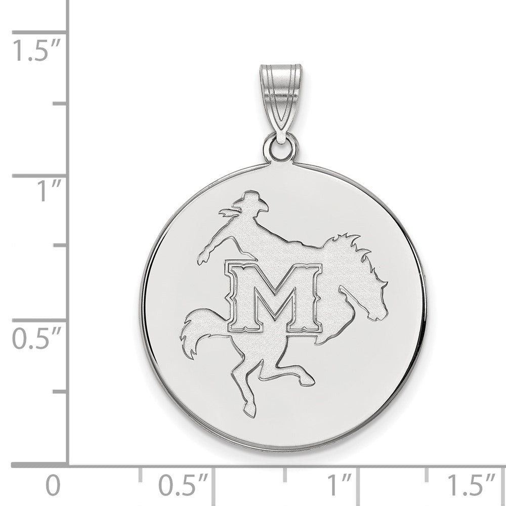 Sterling Silver Rhodium-plated LogoArt McNeese State University Extra Large Disc Pendant