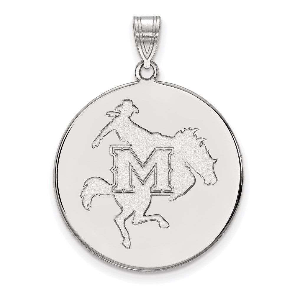 14k White Gold LogoArt McNeese State University Extra Large Disc Pendant