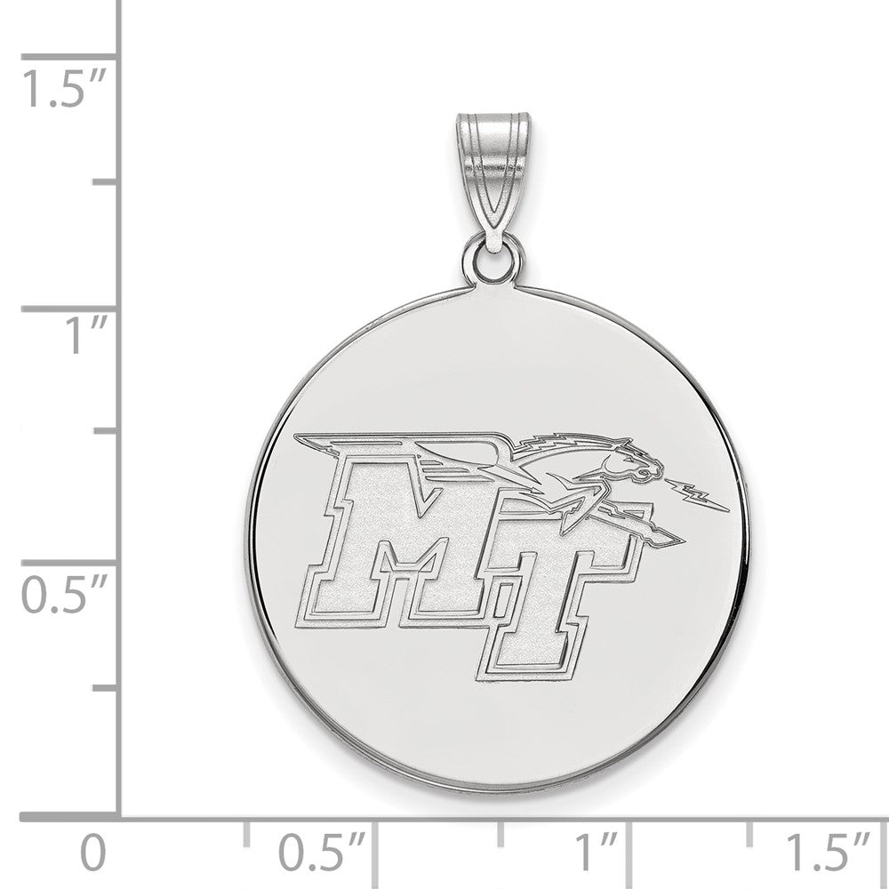 14k White Gold LogoArt Middle Tennessee State University M-T Extra Large Disc Pendant