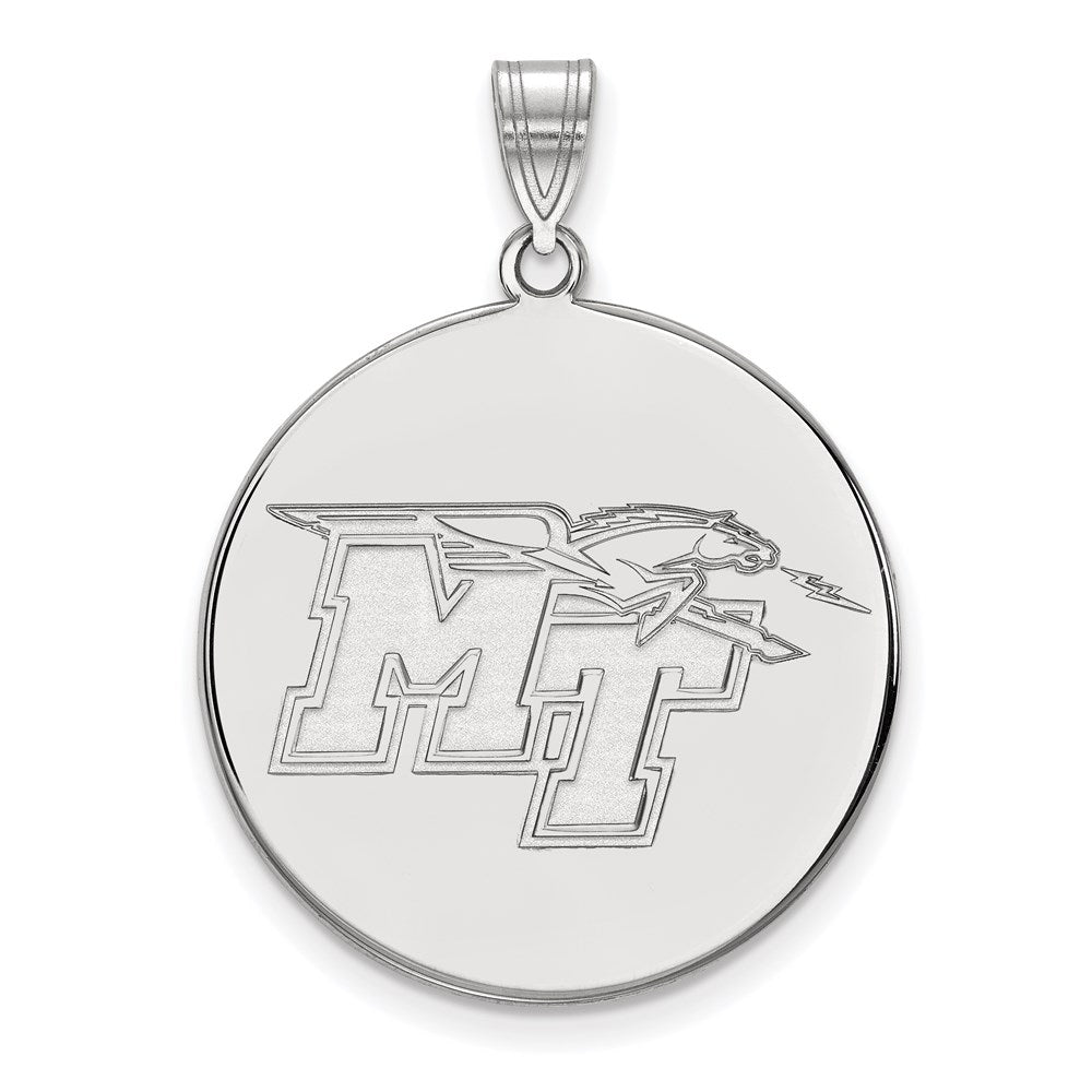 14k White Gold LogoArt Middle Tennessee State University M-T Extra Large Disc Pendant