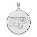 Sterling Silver Rhodium-plated LogoArt Middle Tennessee State University M-T Extra Large Disc Pendant