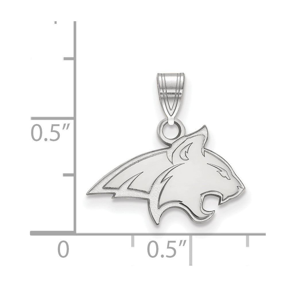 Sterling Silver Rhodium-plated LogoArt Montana State University Bobcat Small Pendant