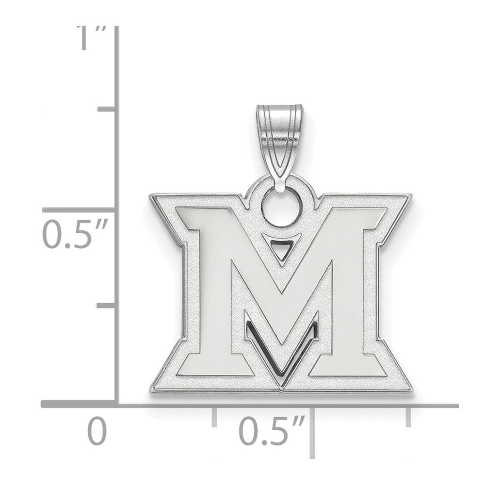 Sterling Silver Rhodium-plated LogoArt Miami University Ohio Letter M Small Pendant