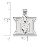 Sterling Silver Rhodium-plated LogoArt Miami University Ohio Letter M Small Pendant