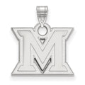 14k White Gold LogoArt Miami University Ohio Letter M Small Pendant