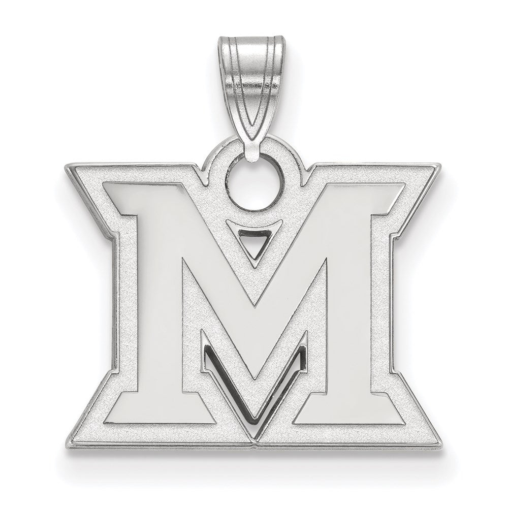 Sterling Silver Rhodium-plated LogoArt Miami University Ohio Letter M Small Pendant