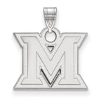 Sterling Silver Rhodium-plated LogoArt Miami University Ohio Letter M Small Pendant
