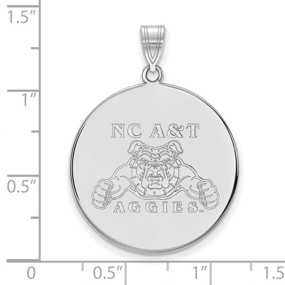 Sterling Silver Rhodium-plated LogoArt North Carolina A and T Aggies Extra Large Disc Pendant
