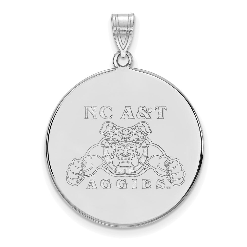 14k White Gold LogoArt North Carolina A and T Aggies Extra Large Disc Pendant