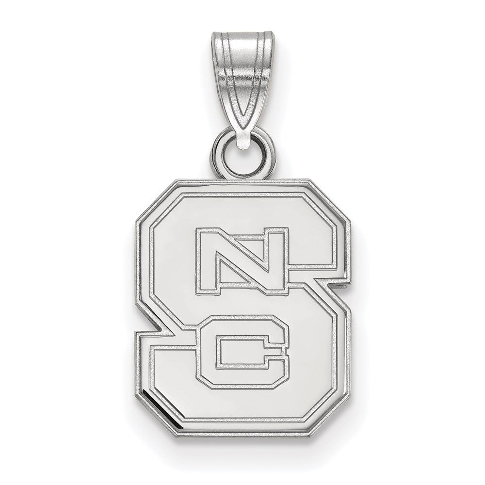 10k White Gold LogoArt North Carolina State University N-C-S Small Pendant
