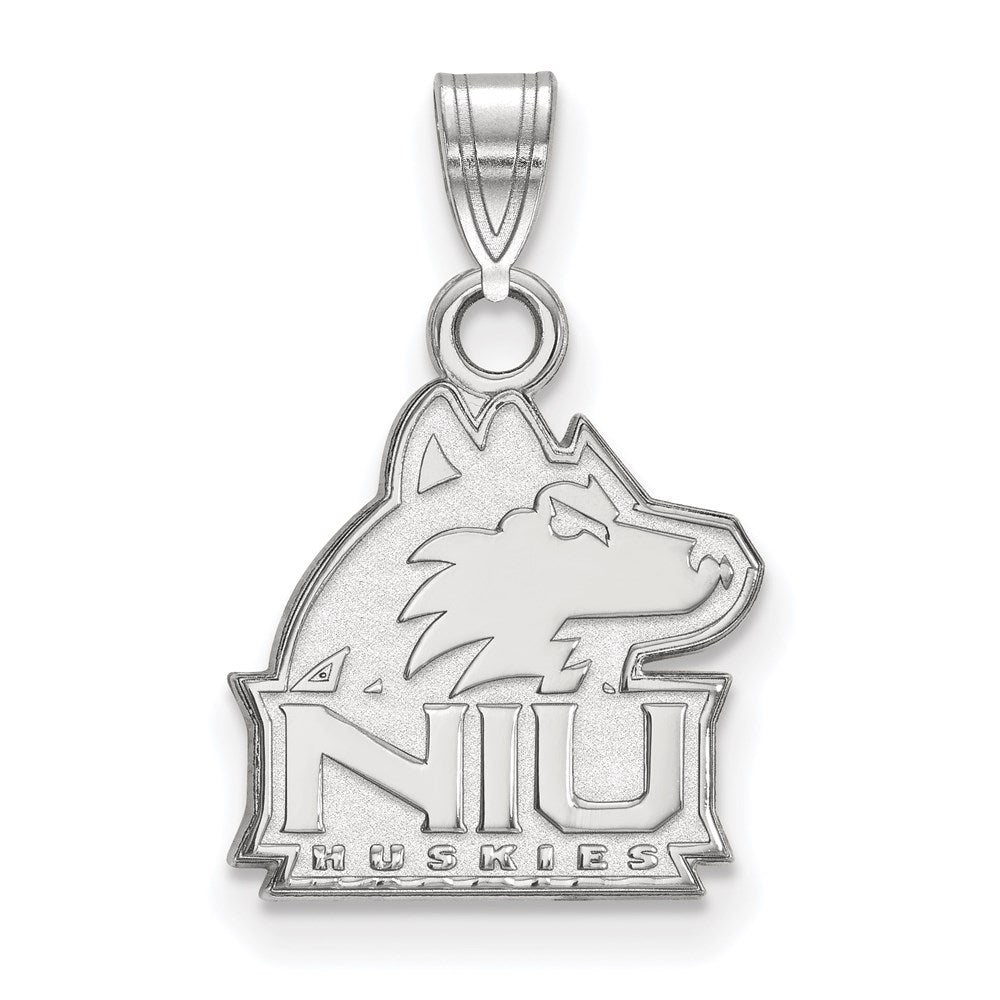10k White Gold LogoArt Northern Illinois University N-I-U Huskies Small Pendant