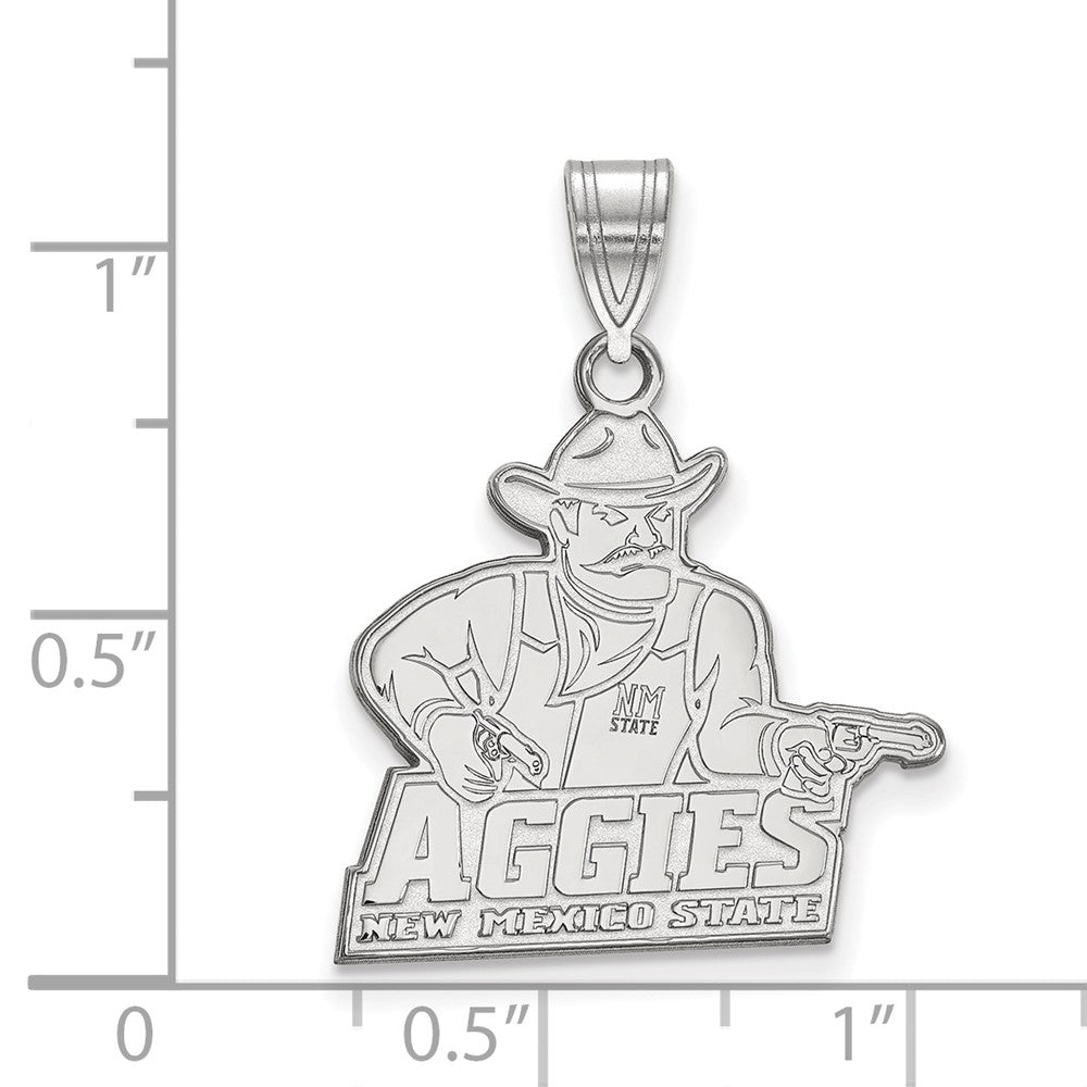 Sterling Silver Rhodium-plated LogoArt New Mexico State University Aggies Large Pendant