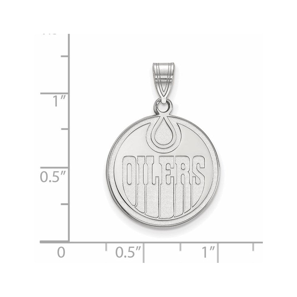 Sterling Silver Rhodium-plated NHL LogoArt Edmonton Oilers Large Pendant