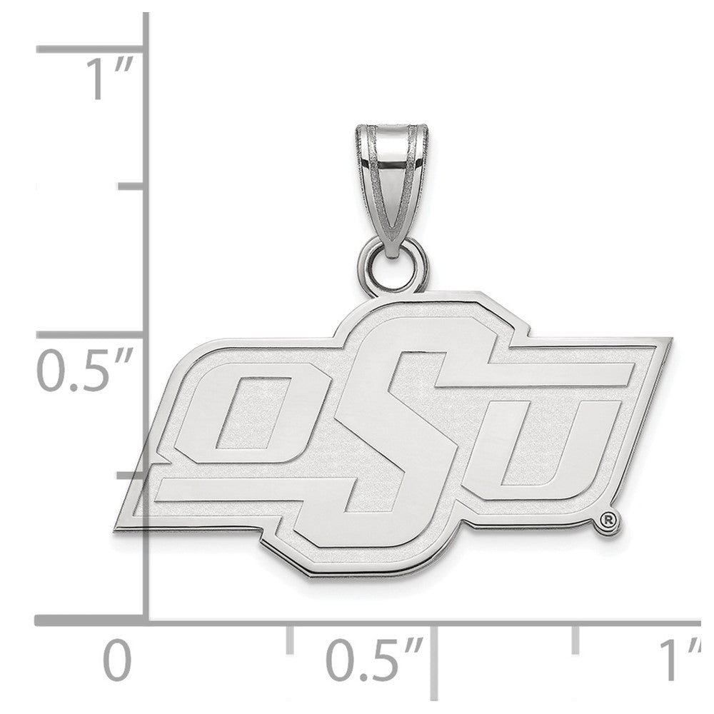 14k White Gold LogoArt Oklahoma State University O-S-U Small Pendant