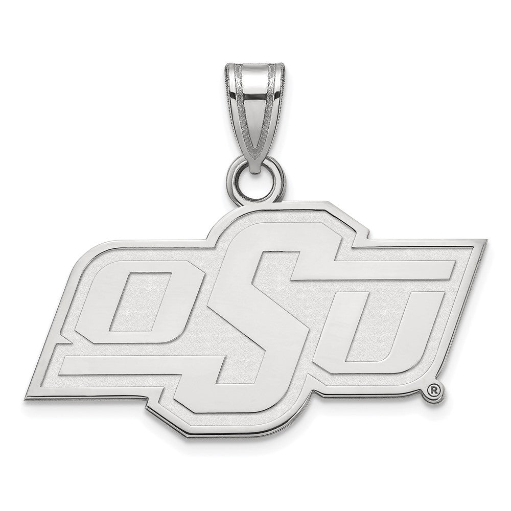 Sterling Silver Rhodium-plated LogoArt Oklahoma State University O-S-U Small Pendant