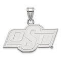 Sterling Silver Rhodium-plated LogoArt Oklahoma State University O-S-U Small Pendant