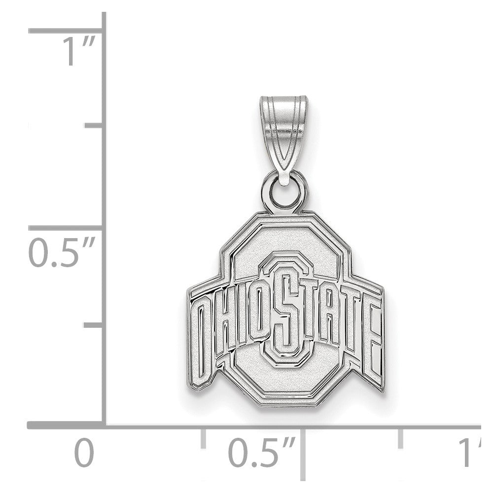 Sterling Silver Rhodium-plated LogoArt The Ohio State University Small Pendant