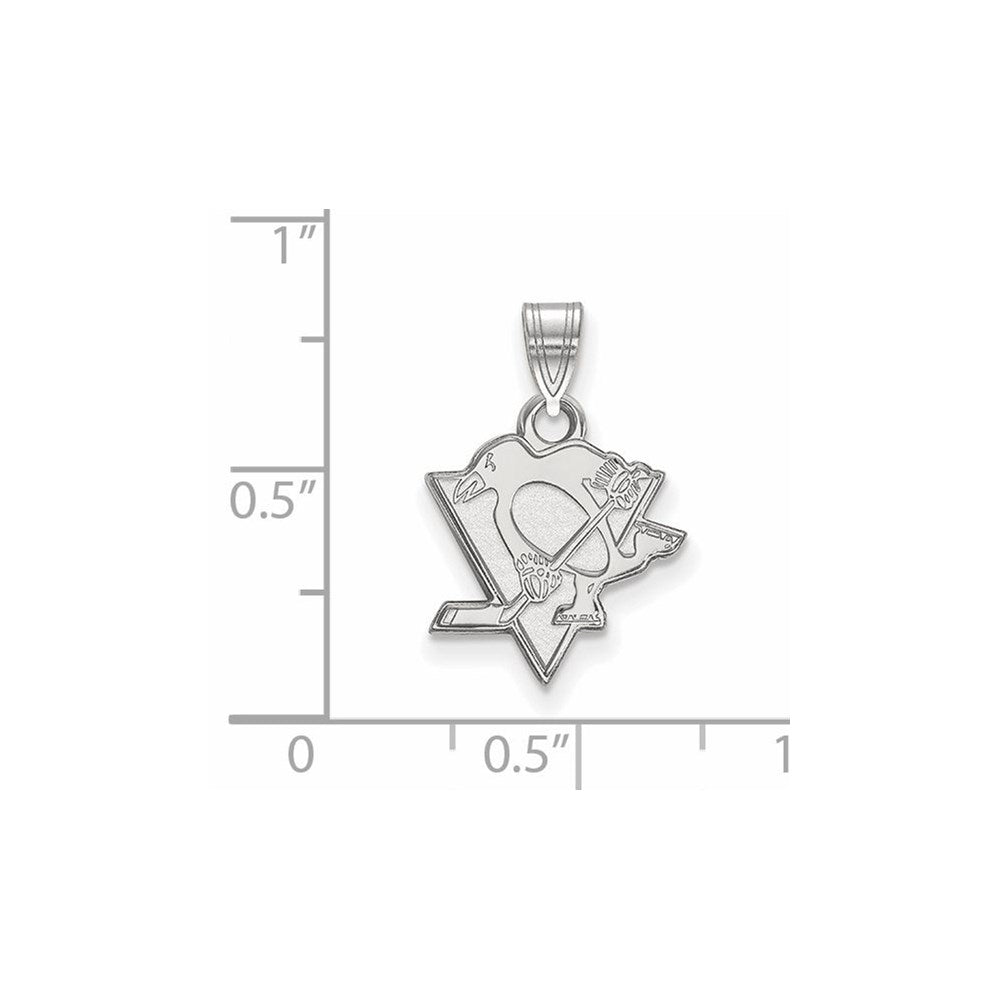 Sterling Silver Rhodium-plated NHL LogoArt Pittsburgh Penguins Small Pendant