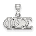 Sterling Silver Rhodium-plated LogoArt Phi Sigma Sigma Sorority Greek Letters Small Pendant