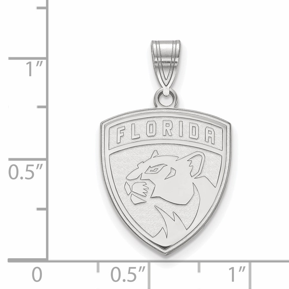 14k White Gold NHL LogoArt Florida Panthers Large Pendant