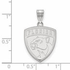 Sterling Silver Rhodium-plated NHL LogoArt Florida Panthers Large Pendant