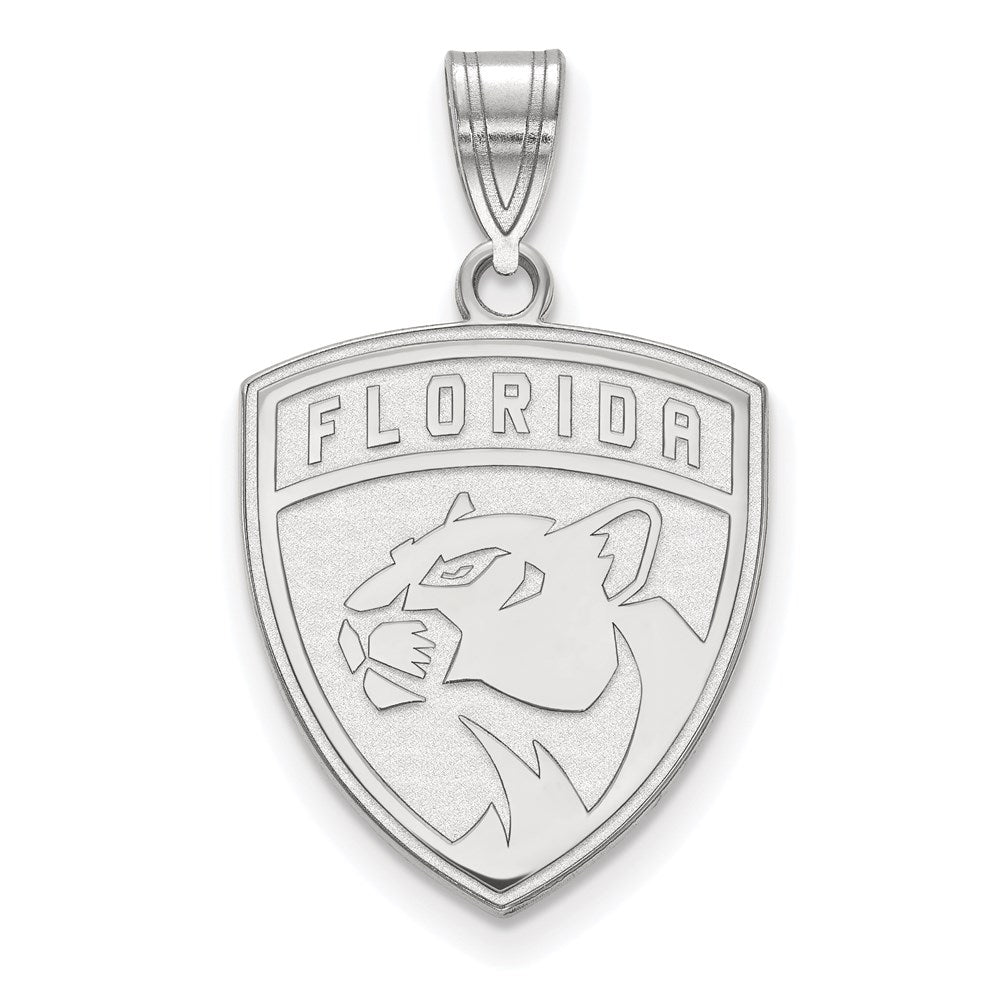 14k White Gold NHL LogoArt Florida Panthers Large Pendant
