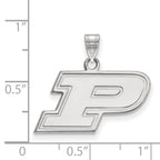 Sterling Silver Rhodium-plated LogoArt Purdue University Letter P Small Pendant