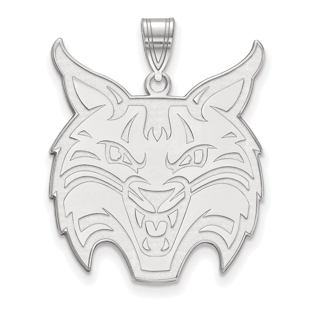 Sterling Silver Rhodium-plated LogoArt Quinnipiac University Bobcat Extra Large Pendant