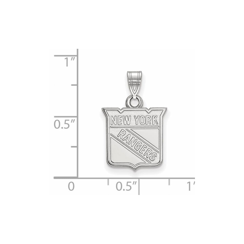 Sterling Silver Rhodium-plated NHL LogoArt New York Rangers Small Pendant