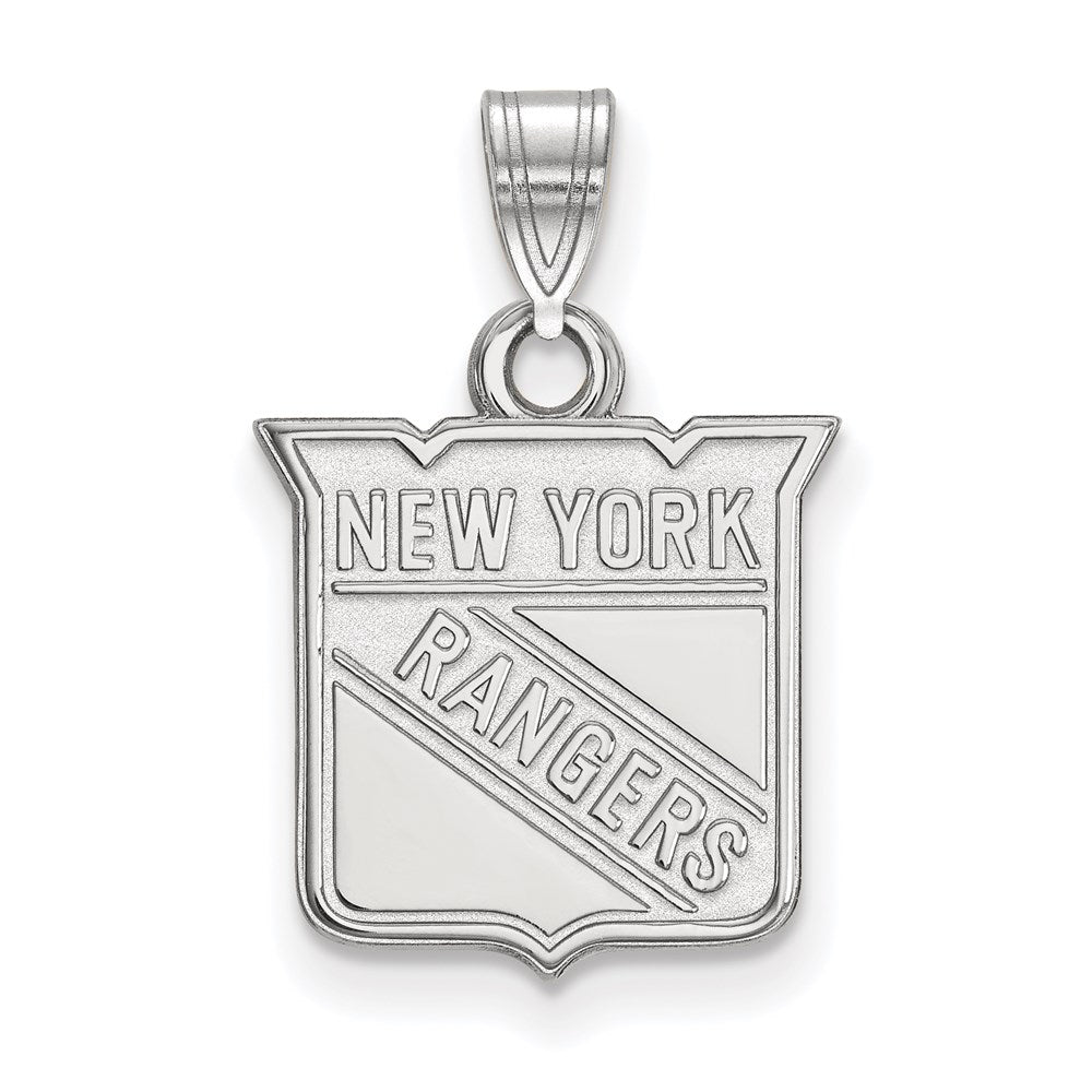 14k White Gold NHL LogoArt New York Rangers Small Pendant
