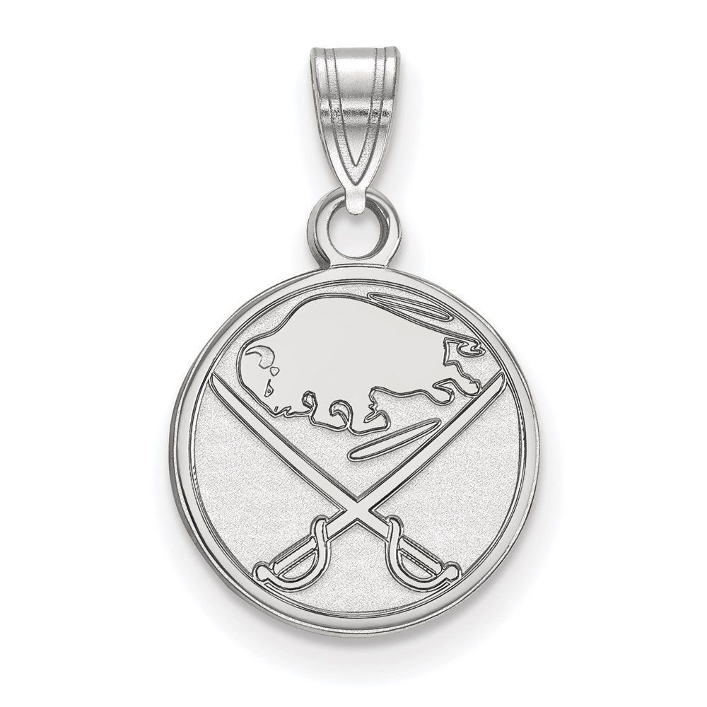 Sterling Silver Rhodium-plated NHL LogoArt Buffalo Sabres Small Pendant
